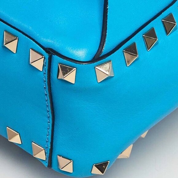 Valentino Bright Blue Smooth Leather Rockstud Mini Backpack Bag - Picture 5 of 10
